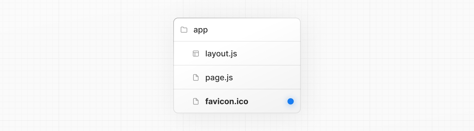 App 文件夹内的 Favicon 特殊文件，带有兄弟布局和页面文件